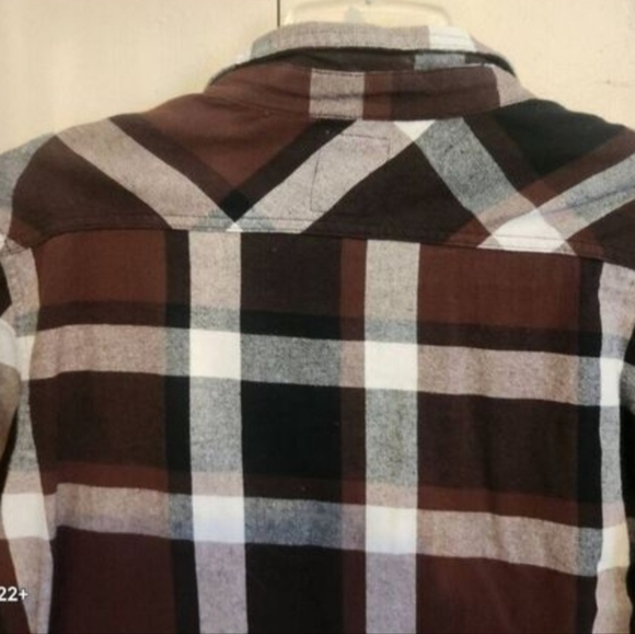 M18 Levi Strauss & Co Burgundy/White Plaid Flannel Shirt W Pockets Long Sleeved - Picture 6 of 10